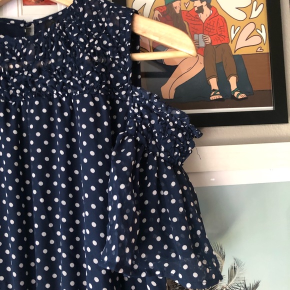 Blue and white polka dot jumpsuit Size Small - Picture 5 of 7